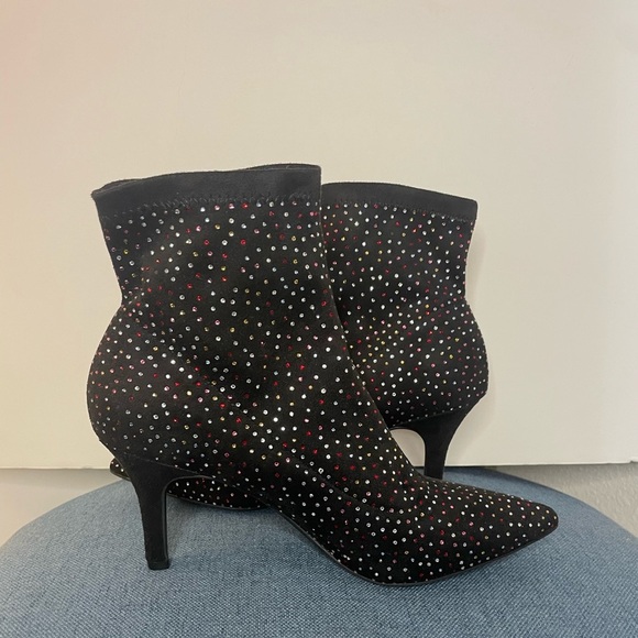 INC Black Rhinestone Padded Bray Pointed Toe Stiletto Booties size 10 - Picture 12 of 12